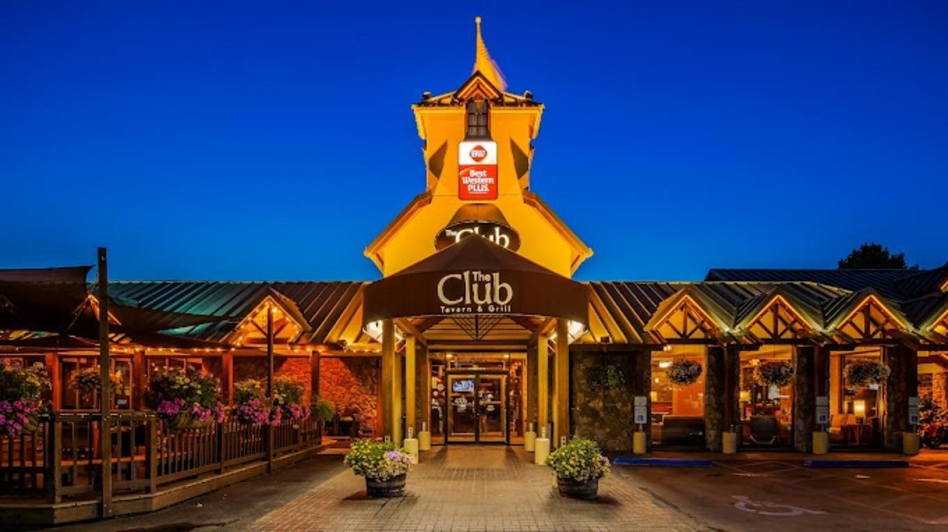 Hotel Entrance from outside at night 